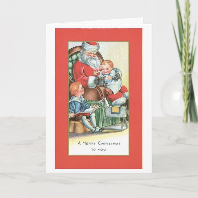 Old-fashioned Christmas, Santa Holiday Card (Front)