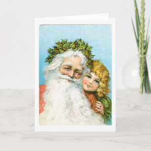 Old-fashioned Christmas, Santa Holiday Card