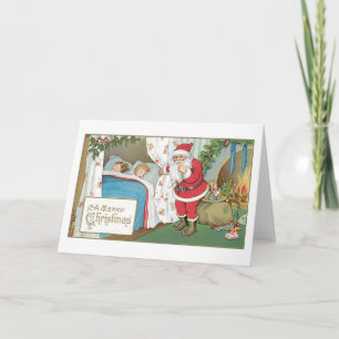 Old-fashioned Christmas, Santa Holiday Card
