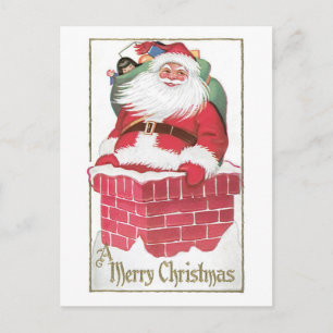 Old-fashioned Christmas, Santa Holiday Postcard