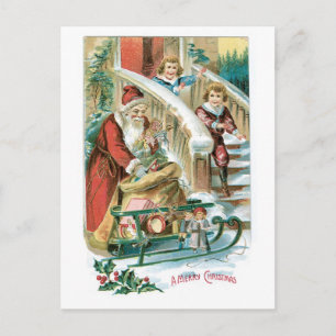 Old-fashioned Christmas, Santa Holiday Postcard