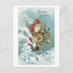 Old-fashioned Christmas, Santa Holiday Postcard