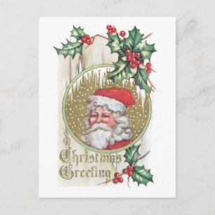 Old-fashioned Christmas, Santa Holiday Postcard