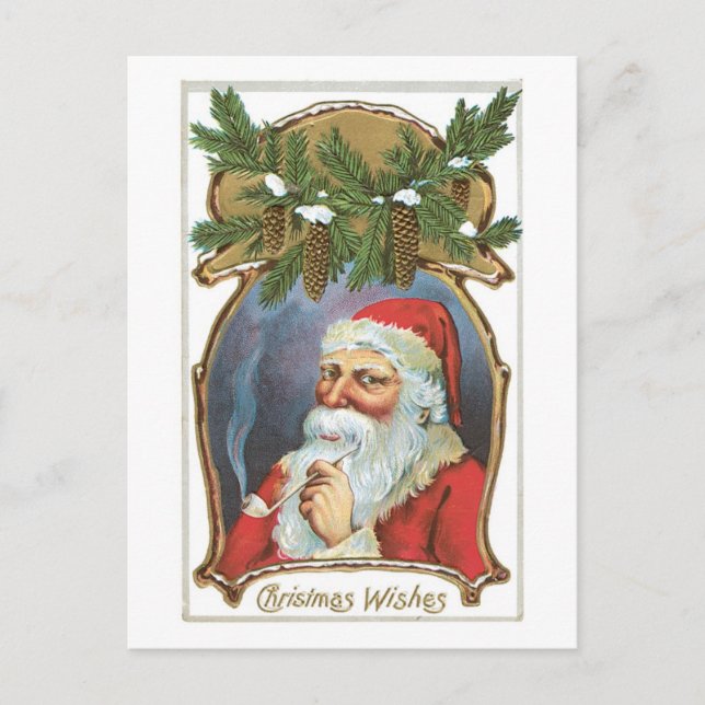 Old-fashioned Christmas, Santa Holiday Postcard (Front)