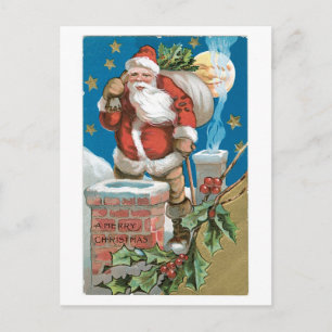 Old-fashioned Christmas, Santa Holiday Postcard