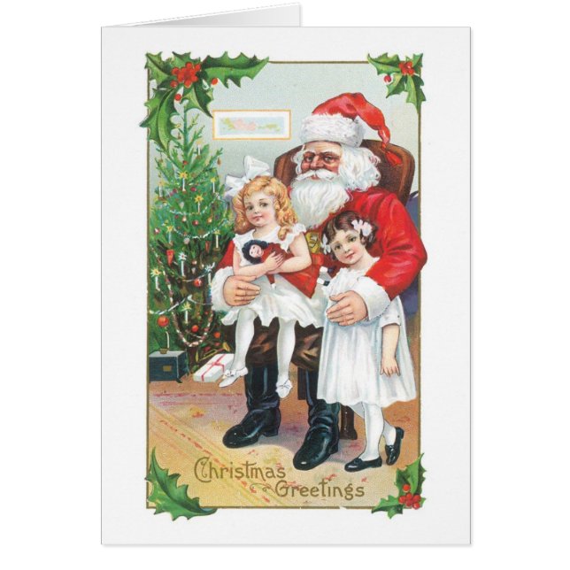 Old-fashioned Christmas, Santa with Girls (Front)