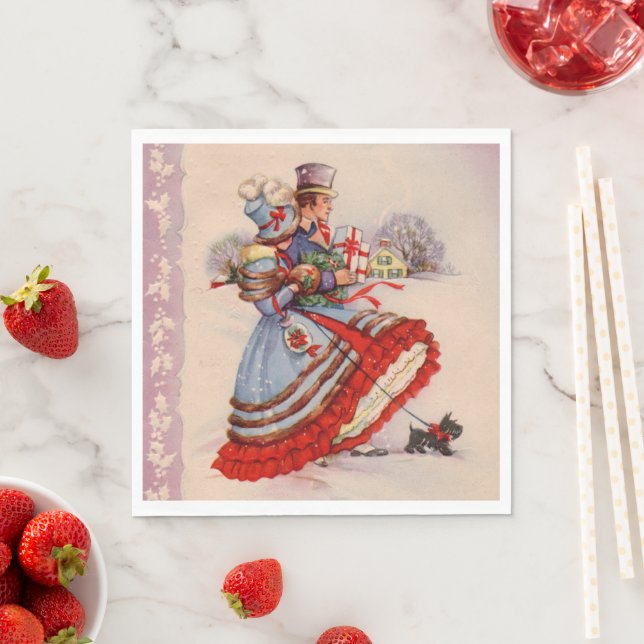 Old-Fashioned Christmas Shopping Napkin (Insitu)