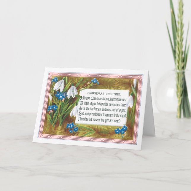 Old-fashioned Christmas, Snowdrops Holiday Card (Front)