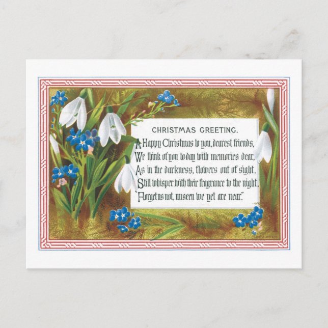 Old-fashioned Christmas, Snowdrops Holiday Postcard (Front)
