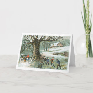 Old-fashioned Christmas, Snowy landscape Holiday Card