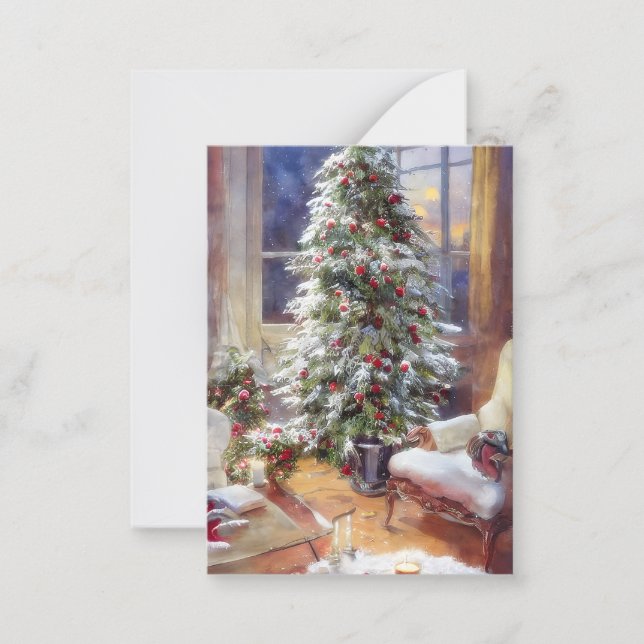 Old fashioned Christmas tree budget mini Card (Front)
