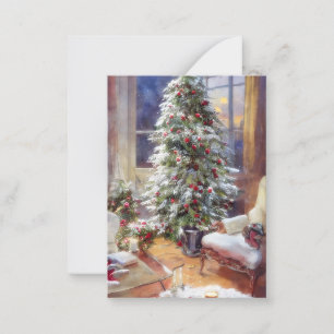 Old fashioned Christmas tree budget mini Card