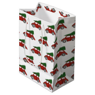 Old Fashioned Christmas Tree Car Family Tradition Medium Gift Bag