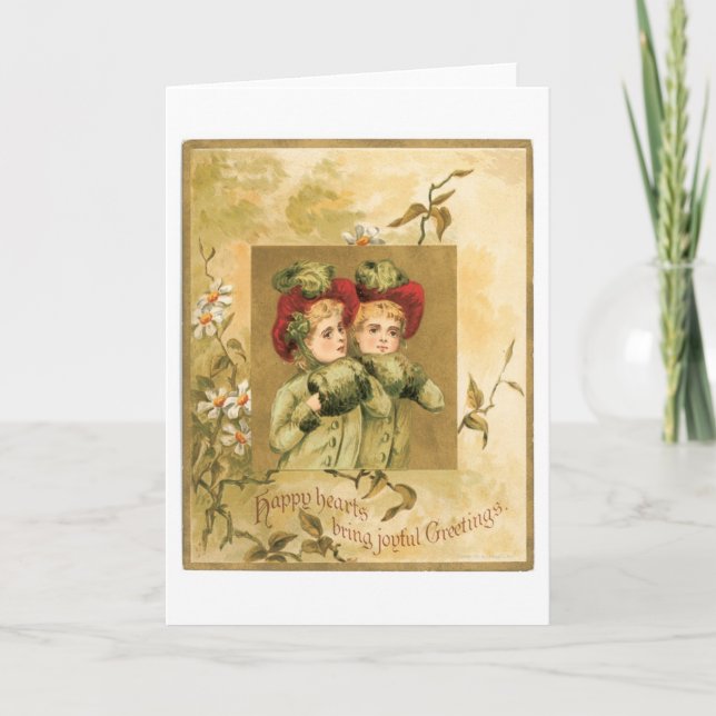 Old-fashioned Christmas, Twins Holiday Card (Front)