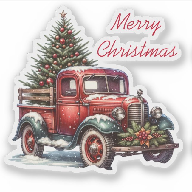  Old-Fashioned Christmas Vintage Red Truck (Front)