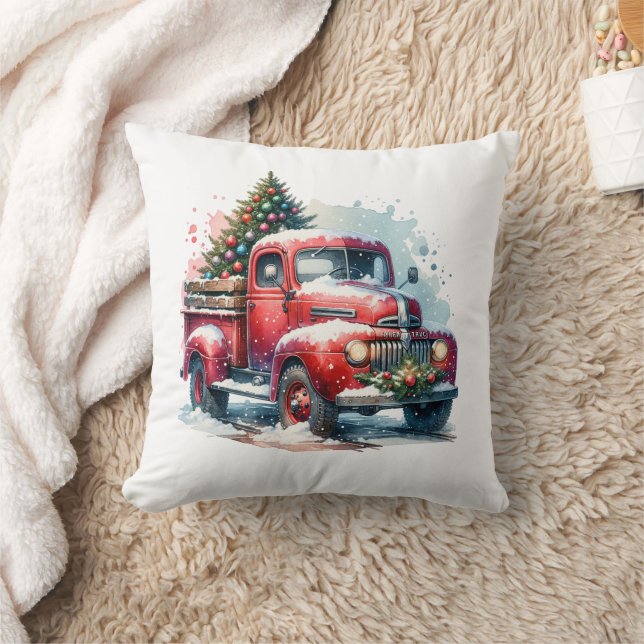  Old-Fashioned Christmas Vintage Red Truck Cushion (Blanket)