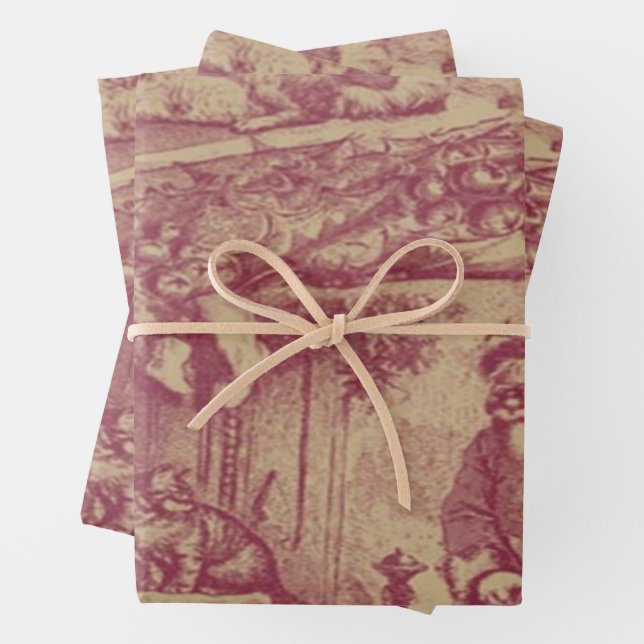 Old Fashioned Christmas Wrapping Paper Sheet (In situ)