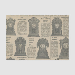 Old Fashioned Clocks Catalogue Page Tissue Paper
