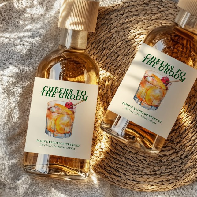 Old Fashioned Cocktail Bachelor Weekend Liquor Bottle Label (Creator Uploaded)