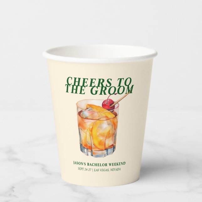 Old Fashioned Cocktail Bachelor Weekend Paper Cups (Front)