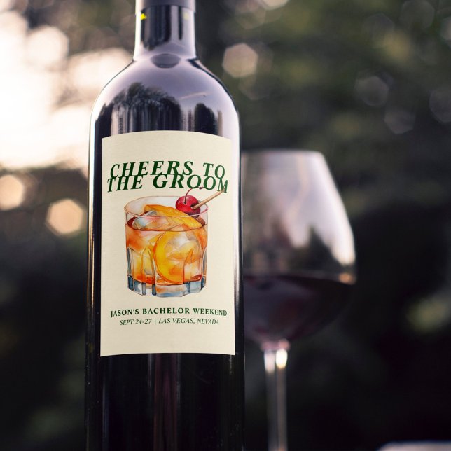 Old Fashioned Cocktail Bachelor Weekend Wine Label (Creator Uploaded)