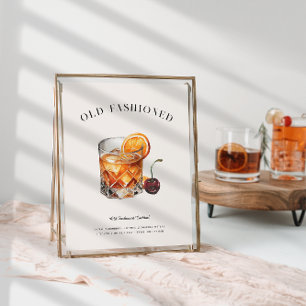 Old Fashioned Cocktail   Birthday Drink Menu Poster