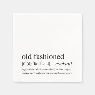 Old Fashioned Cocktail Modern Black Typography Napkin