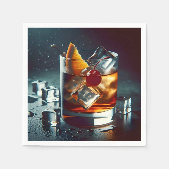 Old Fashioned Cocktail Party Napkin (Front)