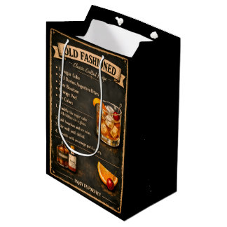 Old Fashioned Cocktail Recipe Vintage Style Medium Gift Bag