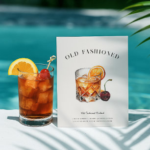 Old Fashioned Cocktail Recipe   Whiskey Art Postcard