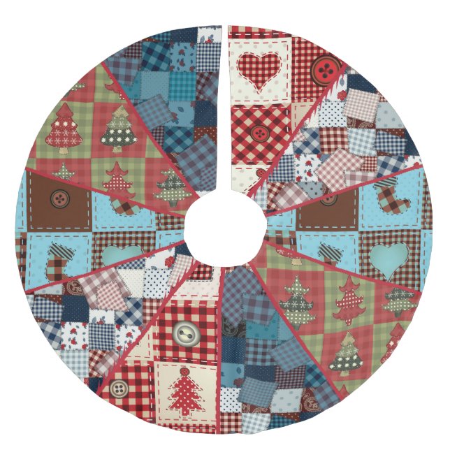 Old Fashioned Country Quilted Patterns Brushed Polyester Tree Skirt (Front)