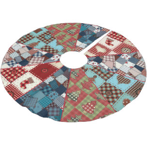 Old Fashioned Country Quilted Patterns Brushed Polyester Tree Skirt