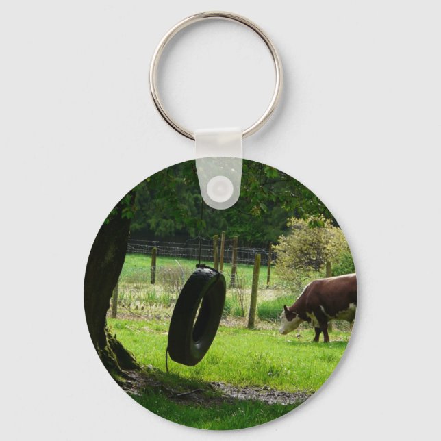 Old Fashioned Country Tire Swing Key Ring (Front)