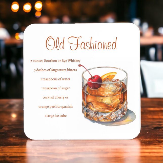 Old Fashioned Drink Recipe Coaster (Creator Uploaded)