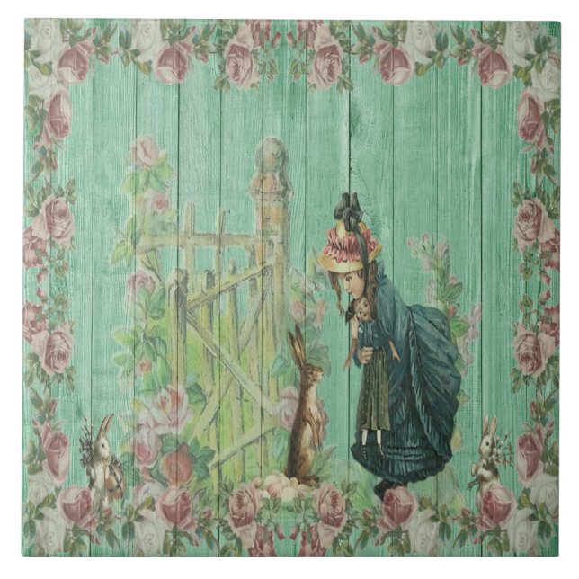 Old Fashioned Easter Ceramic Tile (Front)