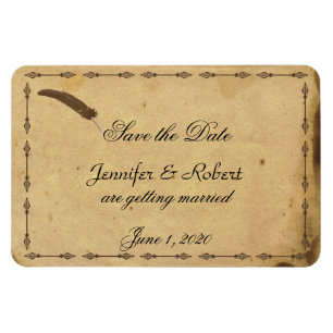 Old Fashioned Elegance Parchment Save the Date Magnet