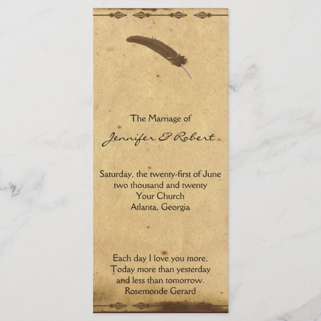 Old Fashioned Elegance Parchment Wedding Program (Front)