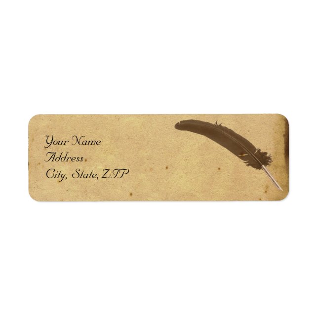 Old Fashioned Elegance Parchment with Quill Return Address Label (Front)