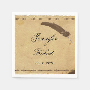 Old Fashioned Elegance Parchment with Quill Weddin Napkin