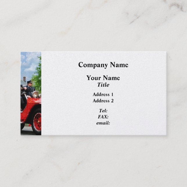 Old Fashioned Fire Engine  - Platinum Finish Business Card (Front)