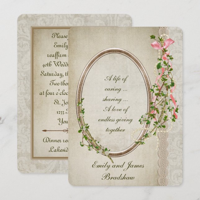 Old-Fashioned Floral Frame Invitation (Front/Back)