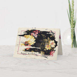 old-fashioned floral pattern for birthday card