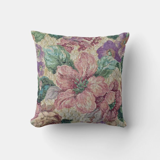 old-fashioned floral tapestry cushion (Front)