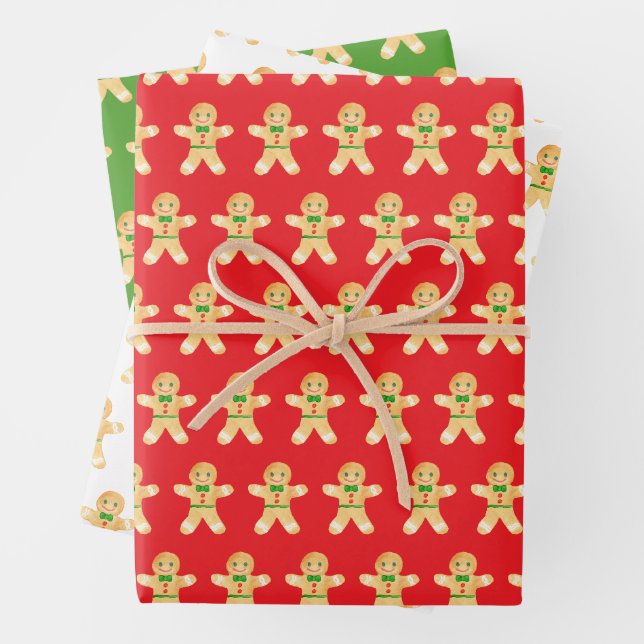 Old Fashioned Gingerbread Man Wrapping Paper Sheet (In situ)