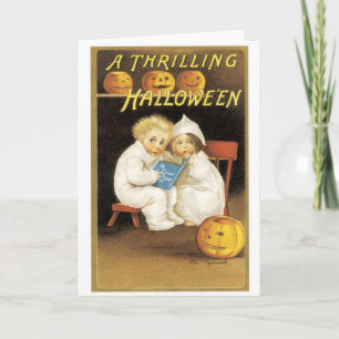 Old-fashioned Halloween, Boy & Girl Card