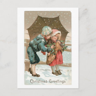 Old-fashioned Halloween, Boy & Girl Holiday Postcard