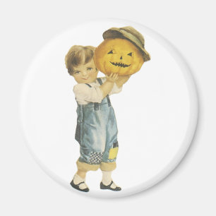 Old Fashioned Halloween Boy & Jack-O-Lantern Magnet