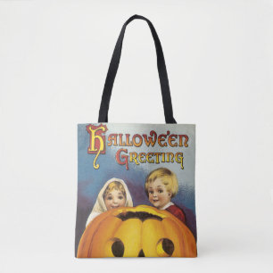 Old-fashioned Halloween, Chirdren & Pumpkin Tote Bag