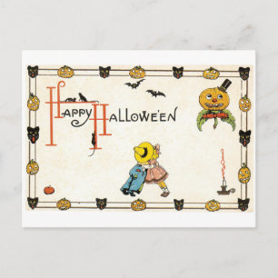 Old-fashioned Halloween, Couple Postcard