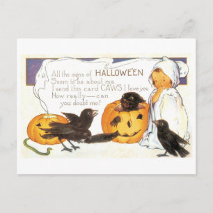 Old-fashioned Halloween, Crow Postcard